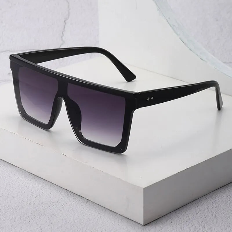 Retro Big Frame Women Sunglasses Brand Black Square Gradient Uv400 Cool Men Sunglasses One Piece Designer 2023