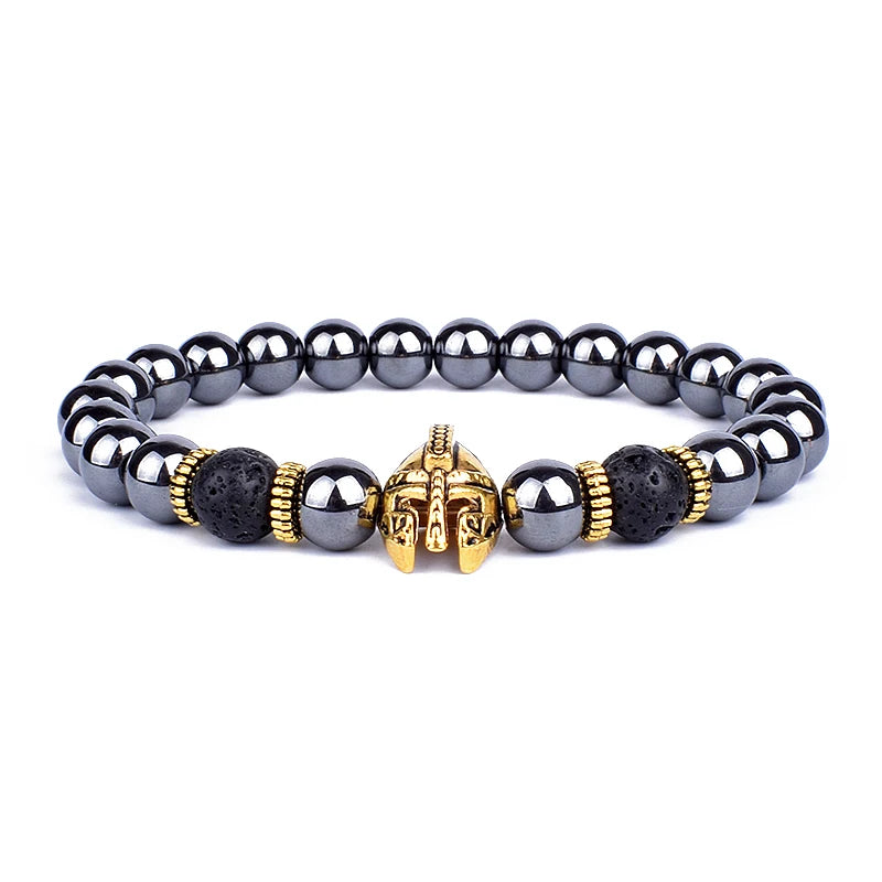 Fashion Obsidian Lion Head Charm Bracelets Men Lava Stone Zircon Prism Bracelets & Bangles for Women New Friendship Jewelry Gift