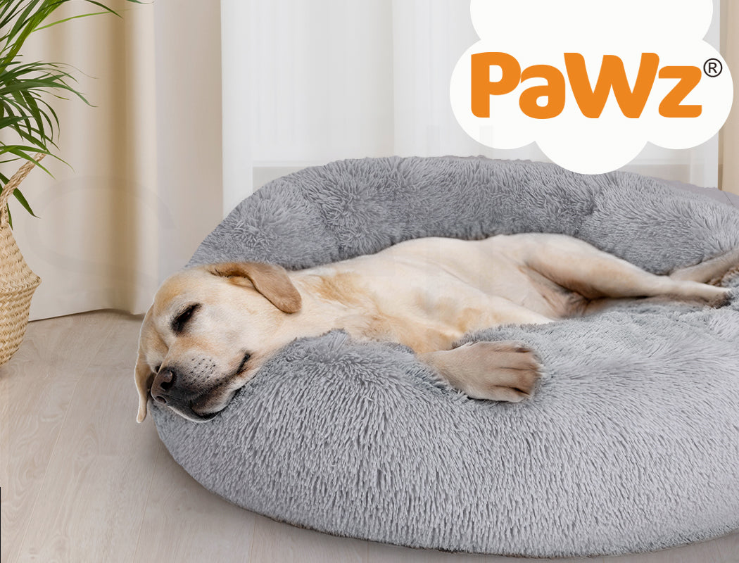 Pawz Dog Calming Bed Warm Soft Plush round Comfy Sleeping Kennel Cave Washable