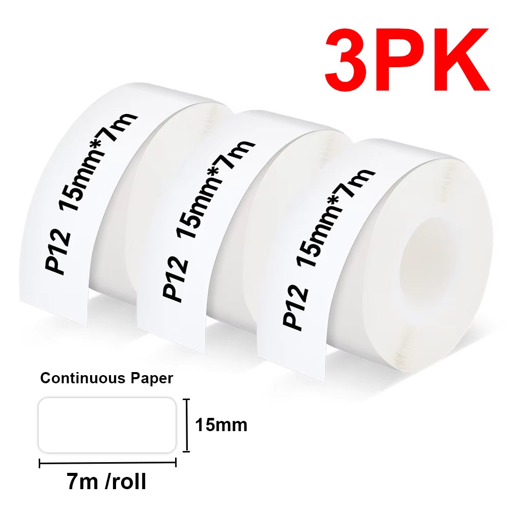 Portable Label Maker P12 Wireless Bluetooth Continuous Label Printer Handheld Machine DIY Self Adhesive Continuous Label Tape