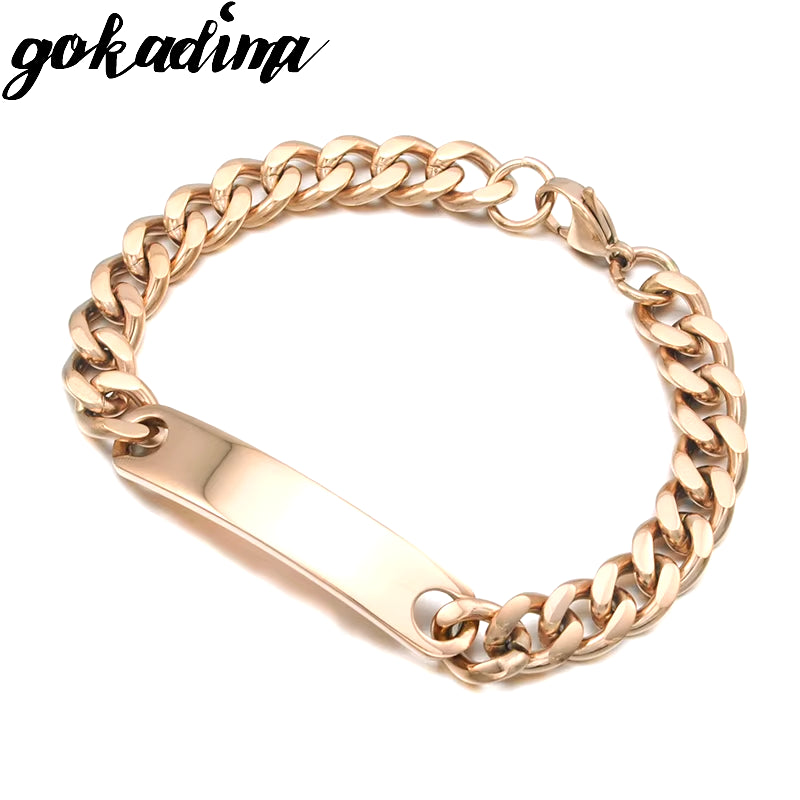 Stainless Steel ID Bracelet for Women Men 2016 Jewellery Fashion Chain Cuff,4 Colors, Wholesale Items,Wb001