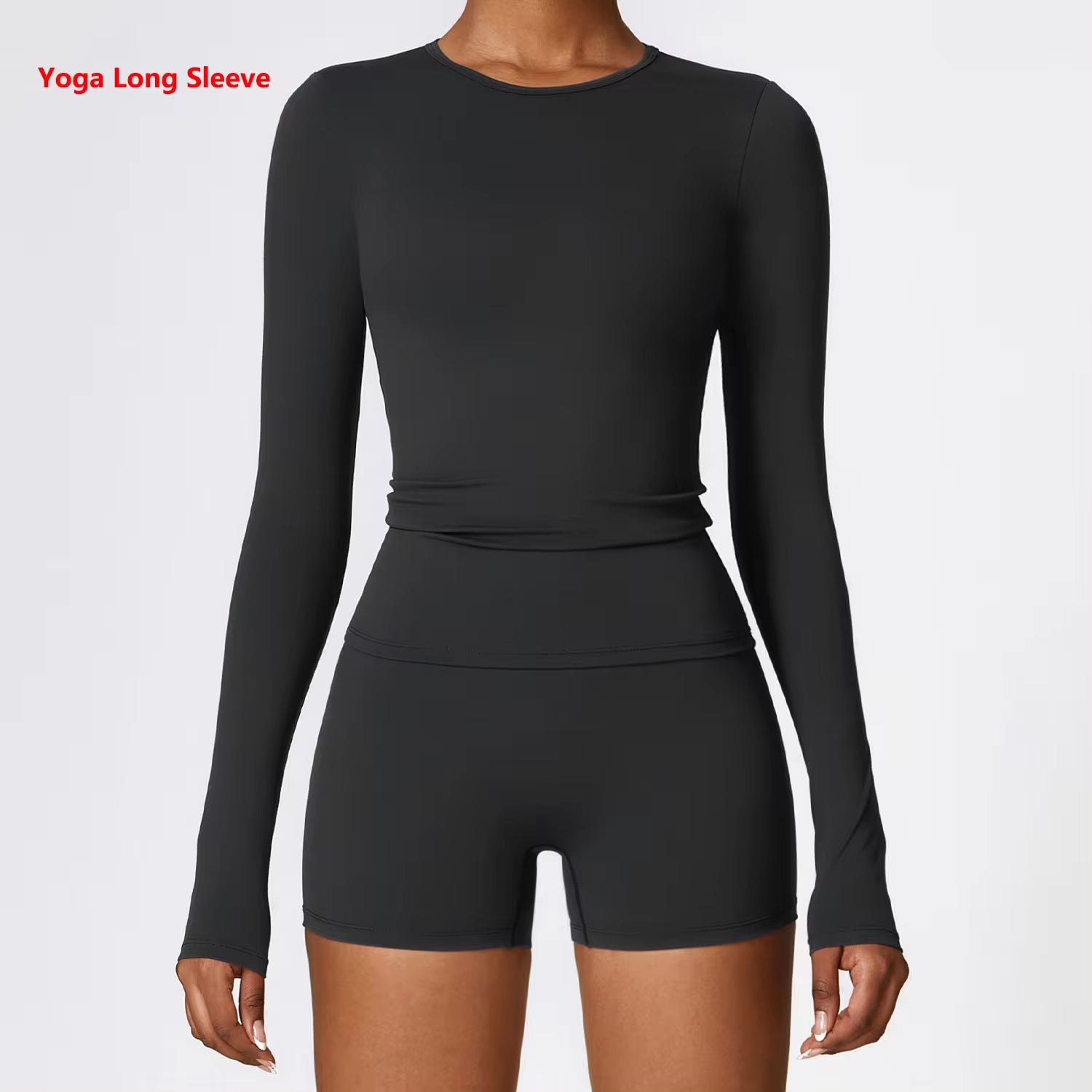 Women'S Quick Dry Breathable Yoga Long Sleeves Crop Top round Neck Sports Top Gym Fitness Workout Sexy Running Long Sleeves