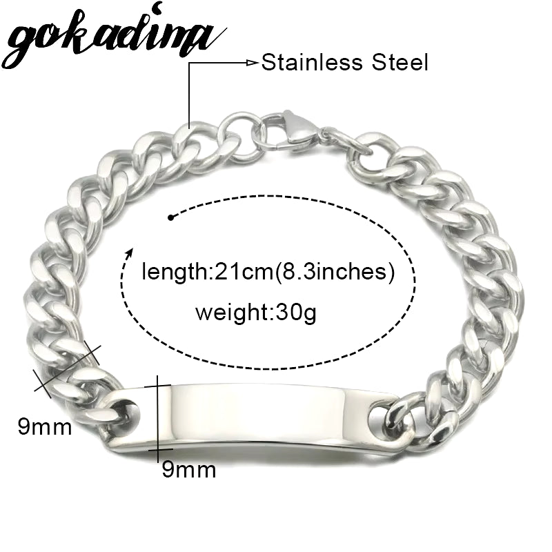 Stainless Steel ID Bracelet for Women Men 2016 Jewellery Fashion Chain Cuff,4 Colors, Wholesale Items,Wb001