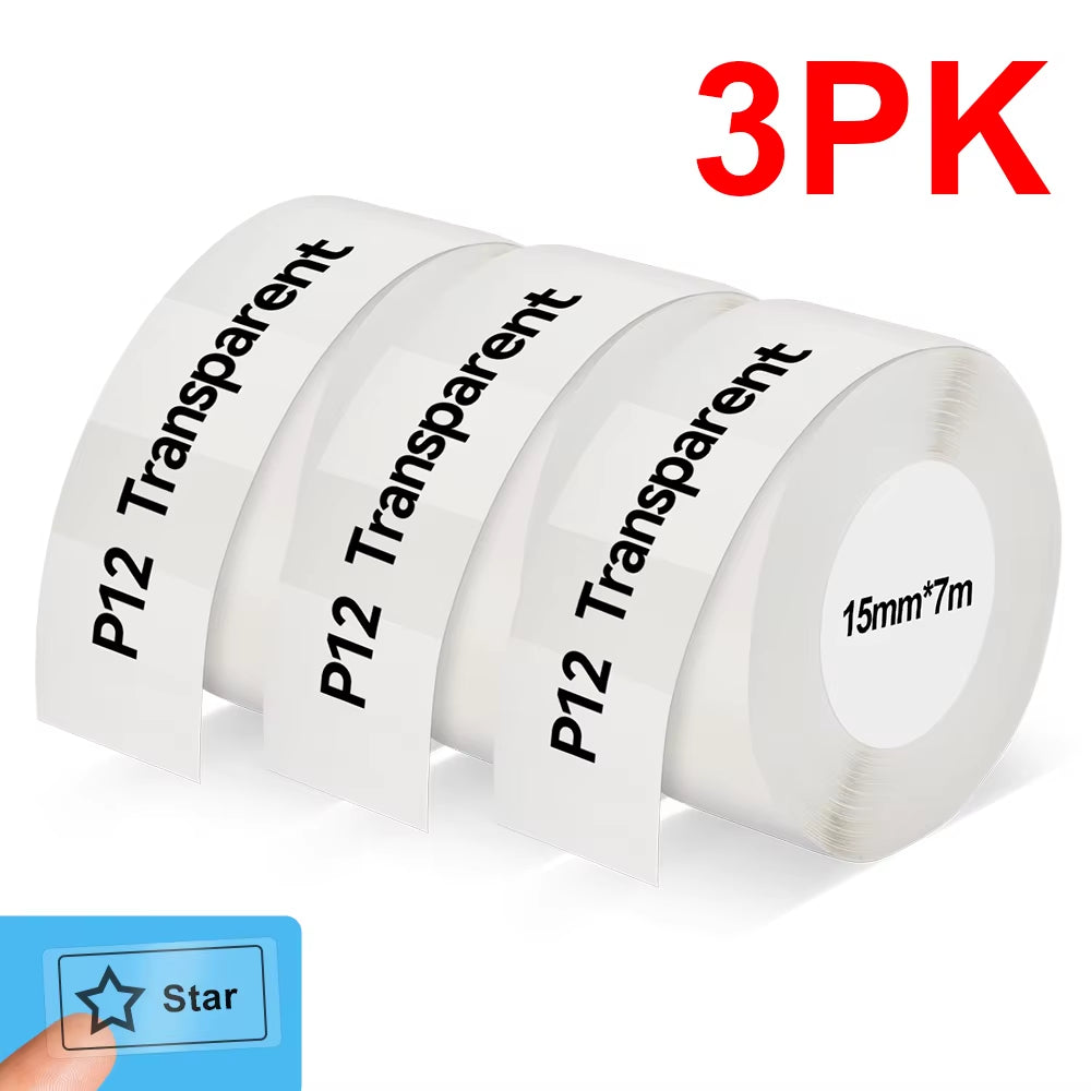 Portable Label Maker P12 Wireless Bluetooth Continuous Label Printer Handheld Machine DIY Self Adhesive Continuous Label Tape