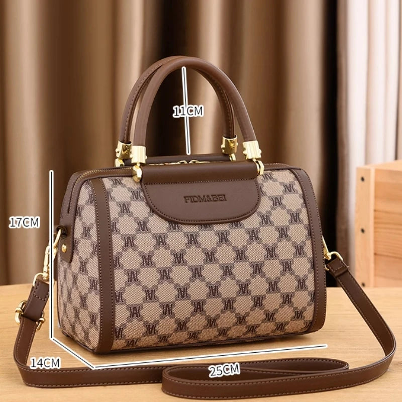 Boston Bag for Women Fashion Large Capacity Handbags Female PVC Plaid Leather High Quality Shoulder Crossbody Bags