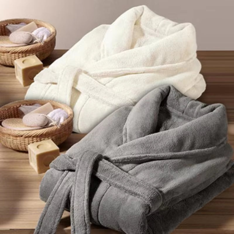 Women Robe Coral Fleece Sleepwear Winter Thicken Kimono Bathrobe Gown Soft Couple Sleepwear Flannel Nightwear Home Clothes