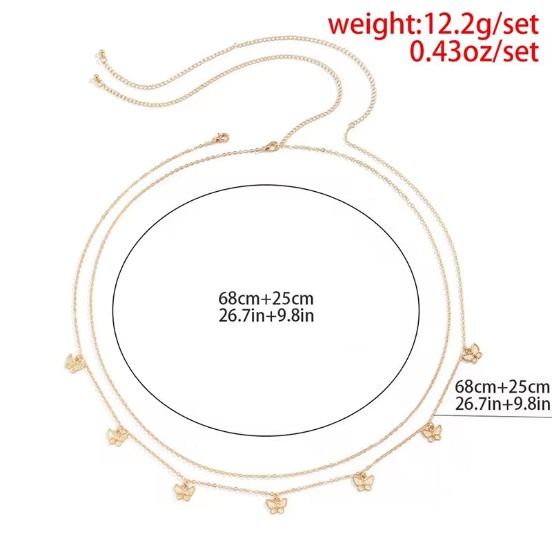 Sexy Double Thin Chain Women'S Waist Chain Charming Butterfly Stainless Steel Belly Chain Summer Beach Bikini Body Jewelry