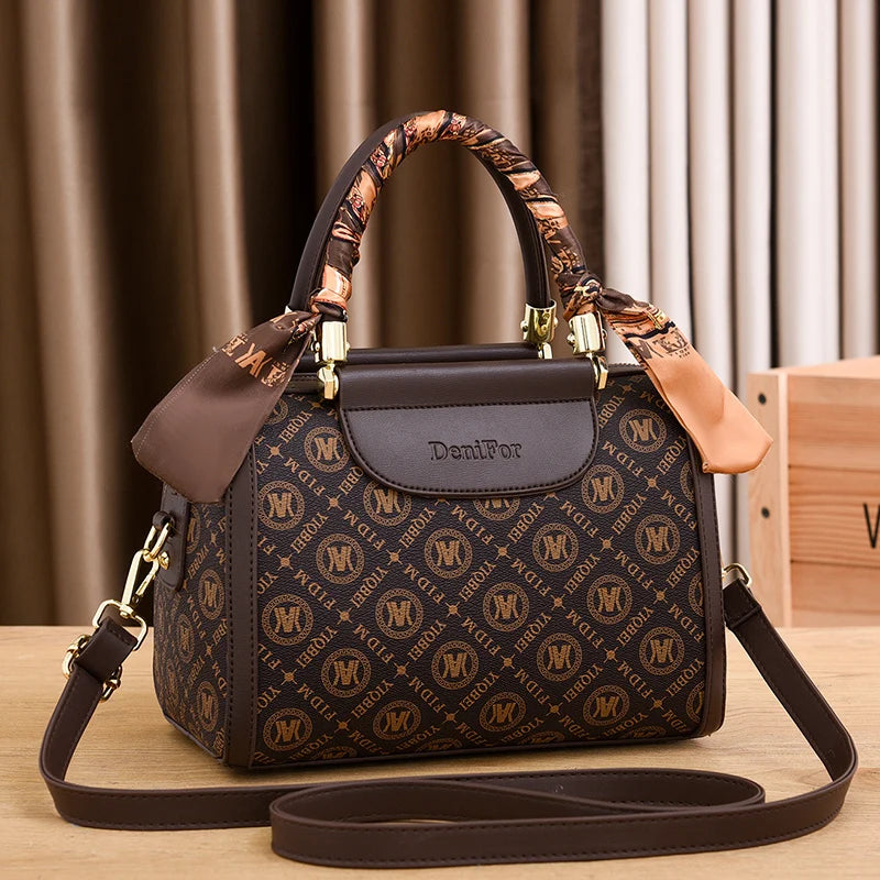 Boston Bag for Women Fashion Large Capacity Handbags Female PVC Plaid Leather High Quality Shoulder Crossbody Bags