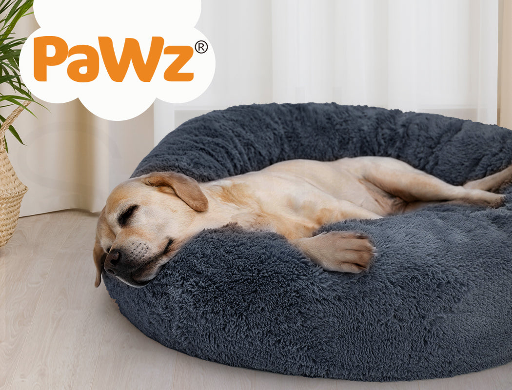 Pawz Dog Calming Bed Warm Soft Plush round Comfy Sleeping Kennel Cave Washable